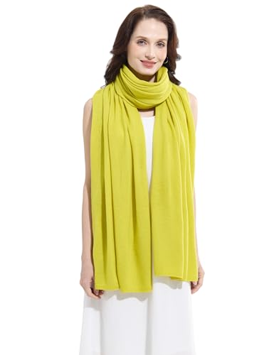 Soft Cashmere Blend Wrap Chic Scarf Stole for Women Wayfarer Travel Extra Large 87"x28" - color: Bluish Yellow