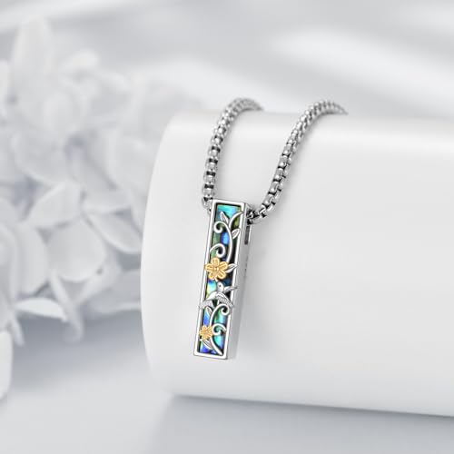 Cremation Urn Necklaces for Ashes Sterling Silver 3D Vertical Bar Memorial Pendant for Loved Ones Keepsake Cremation Jewelry Gifts for Women Men - style: Hummingbird