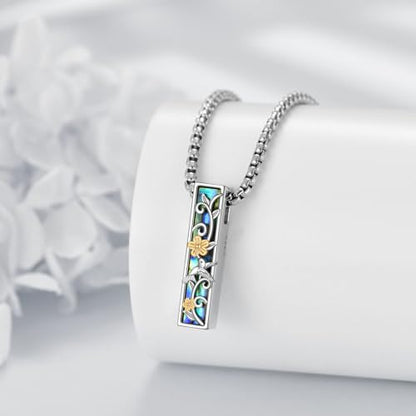 Cremation Urn Necklaces for Ashes Sterling Silver 3D Vertical Bar Memorial Pendant for Loved Ones Keepsake Cremation Jewelry Gifts for Women Men - style: Hummingbird