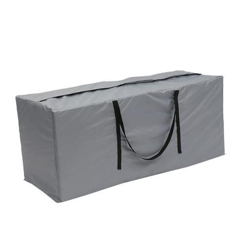 Heavy Duty Cushion Storage Bag Large Capacity Furniture Protective Cover Outdoor Garden Waterproof - color: Grey, size: 122x39x55cm
