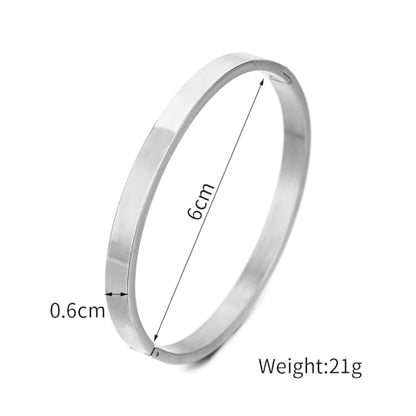 Gold Bangle for Women - 18K Gold Plated Stainless Steel Love Friendship Crystal Bracelets with Cubic Zirconia - color: C-6mm SILVER