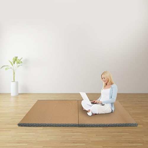 LYNICESHOP Japanese Traditional Tatami Mattress Foldable Floor Mattress, 100% Natural Coconut Fiber Futon Meditation Mat for Yoga, Non-Slip Foldable Sofa Bed, 200x100x5cm (Blue)