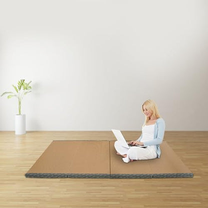 LYNICESHOP Japanese Traditional Tatami Mattress Foldable Floor Mattress, 100% Natural Coconut Fiber Futon Meditation Mat for Yoga, Non-Slip Foldable Sofa Bed, 200x100x5cm (Blue)