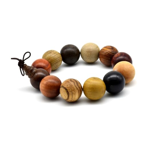 Zen Dear Unisex Natural Colorful Wood Buddhist Prayer Beads Bracelet Necklace Tibetan Mala Prayer Beads - style: 20mm 12beads