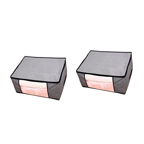 ABOOFAN 2pcs Non-woven Fabrics Storage Bags Foldable Quilt Storage Bag for Clothes and Bedding Light Grey Organizer Capacity for Home