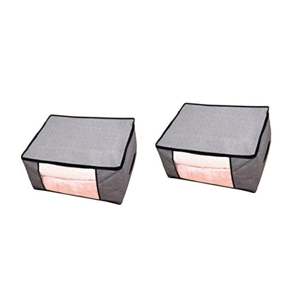 ABOOFAN 2pcs Non-woven Fabrics Storage Bags Foldable Quilt Storage Bag for Clothes and Bedding Light Grey Organizer Capacity for Home