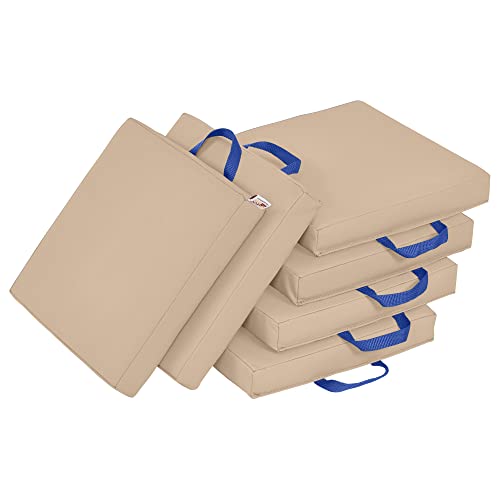 ECR4Kids SoftZone Square Floor Cushions with Handle, Flexible Seating, Sand, 6-Piece - color: Sand