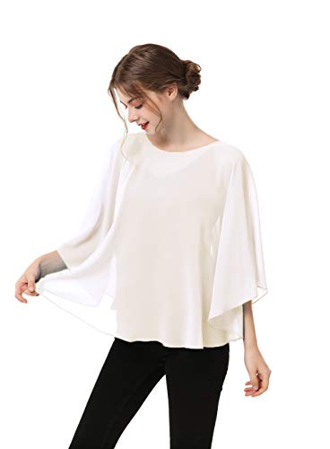Capes for Womens Casual chiffon shawl Casual Chiffon Cape Sheer shawls and wraps Poncho Capelets Cover Up - color: Pale Champagne