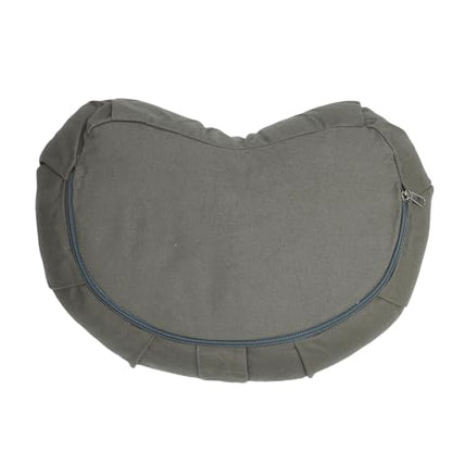 Yinhing Half Moon Meditation Cushion Filled with Buckwheat Hulls Premium Soft Cotton Cover Ergonomically Designed Meditation Pillow Comfortable Support for Mindfulness Practice - color: Gray