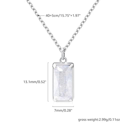 EVEYE 925 Sterling Silver Moonstone Square Pendant Necklace for Women New Beginnings Natural Healing Gemstone Necklace Jewelry, Healing Gifts Divorce Gifts for Women, New Job Gift