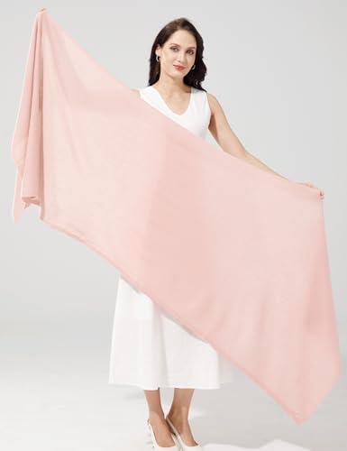 Soft Cashmere Blend Wrap Chic Scarf Stole for Women Wayfarer Travel Extra Large 87"x28" - color: Powder Puff Pink