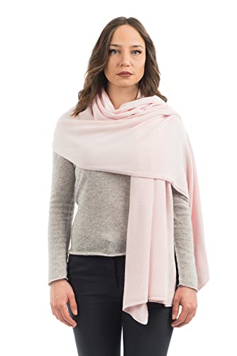 Dalle Piane Cashmere Womens Wool Cashmere Blend Stole Soft Italian Shawl Wrap for Wedding Evening Gift Made in Italy - color: Pink