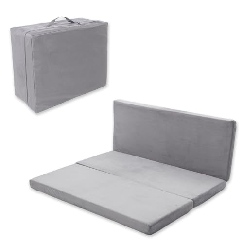 SINWEEK 3.95" Full Memory Foam Folding Topper with Storage Bag - Foldable Trifold Floor Mat Topper, CertiPUR-US Certified Guest Sleeping Pad, Machine Washable Cover - size: SF (52 x 73 Inch), style: Slow Rebound Memory Foam