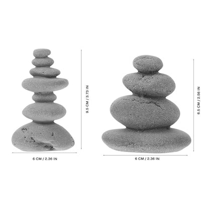 Simulated Stone Stacking Ornaments 2-Piece Garden Sculpture for Zen Garden Decor Indoor Outdoor Bonsai Sand Accessory