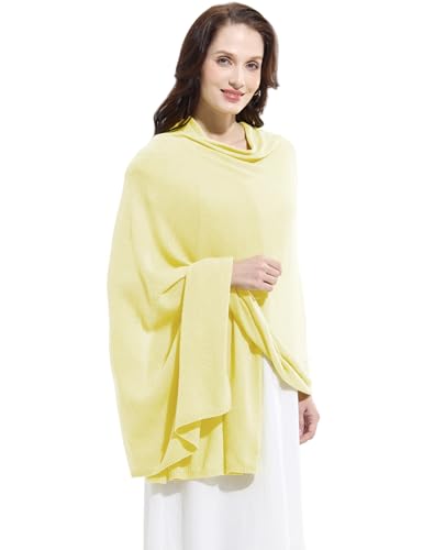 Soft Cashmere Blend Wrap Chic Scarf Stole for Women Wayfarer Travel Extra Large 87"x28" - color: Light Yellow