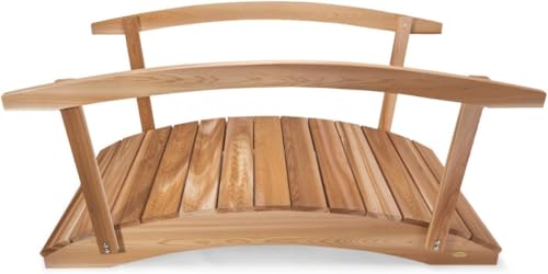 All Things Cedar FB72-R Garden Bridge with Side Rails | 6-Ft Cedar Wooden Bridge for Gardens, Backyards & Streams | Easy to Assemble & Made from Untreated Western Red Cedar | 71x38x34 - size: 6-Ft Bridge & Rails