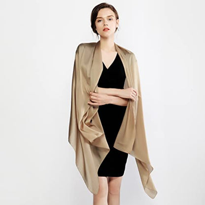 RIIQIICHY Women Shawls and Wraps for Evening Dresses Like Chiffon Silk Scarf Formal Silky Pashmina Shawls for Weddings - color: Camel