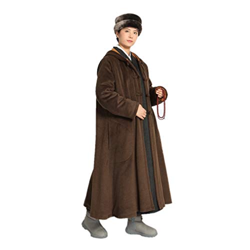 Unisex Men Women Windbreaker Meditation Cloak Overcoat - color: Coffee, size: 155cm