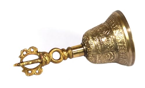 ASHIRWAD Tibetan Hand Bell 4, 5 & 6 inches for Meditation & Prayer Dorje Vajra (4.5 inches) - size: 4.5 inches