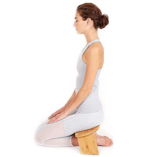 Bamboo Meditation Bench (18" W x 7.5”L), Portable Seiza Kneeling Stool, Detachable Legs or Hinged Folding Legs, Original Ergonomic Design with Carrying Bag