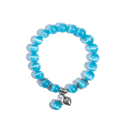 Natural Stretch Gemstone Bracelet Healing Stone Beaded Bracelets for Women Men Gifts (Unisex) - color: Blue