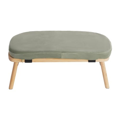 DKSLALALI Meditation Bench, Foldable Ergonomic Bamboo Kneeling Chair with Meditation Extra Soft Cushion Portable Comfortable Meditation Stool Bench for Prayer Kneeler Travel & Yoga - color: Green
