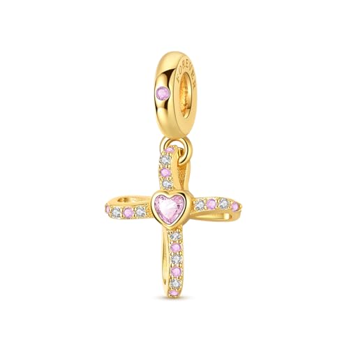 Prayer Cross Elephant Airplane Suitcase Charm 925 Sterling Silver Charms fits for Bracelets Necklace Pendant Bead Charms Jewelry Gift for Women Family - color: Forever Cross Charm