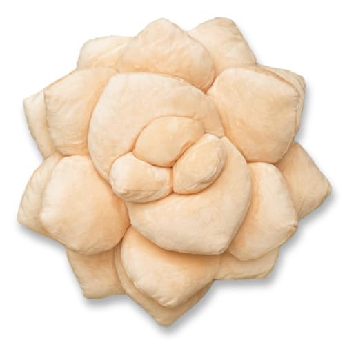 Green Philosophy Co. Succulent® Pillow 16" – Soft 3D Decorative Flower Throw Pillow, Unique Blush Peach Plush Flower Cushion, Perfect for Couch, Sofa, Bedroom Decor, Gift for Plant Lovers - color: Blush Peach, size: Lil Pop (16 Inches)