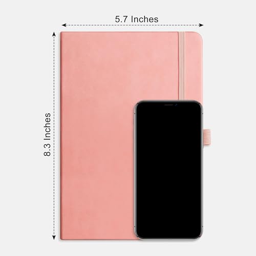 RETTACY Dotted Journal Notebook, 2-Pack, 160 Numbered Pages per Pack, A5 Medium Size (5.7'' x 8.3''), 120 GSM Thick Paper, Leather Hardcover, for Journaling, Planning, Tracking (Pink & Pink) - color: Pink & Pink, style: Dotted