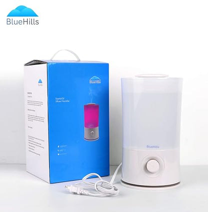BlueHills Premium 2000 ML XL Large Essential Oil Diffuser Aromatherapy Humidifier for Large Room Home 40 Hour Run Huge Coverage Area 2 Liter Extra Large Capacity Huge Diffuser High Mist White E001 - color: White