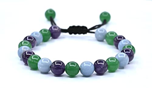 Amazing Gemstone Bracelet for Retirement - Green Aventurine Angelite Amethyst Bracelet Set for Men Women Healing Calming Anxiety Stress Relief Gifts Pulseras Para Hombres Mujer Stocking Stuffers - color: Retirement