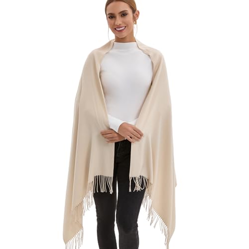 Pashmina Scarf and Shawl - Soft Women Pashminas Wrap for Wedding Evening Party dresses - color: Beige