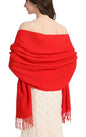 Pashmina Shawl and Wraps for Evening Dresses Resemble Cashmere Scarf for Women Wedding Winter Warm Shawls - color: Red