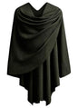 PULI Womens Large Cross Front Poncho Sweater Wrap Topper Knitted Elegant Shawls Cape for Fall Winter - color: 1-dark Army Green