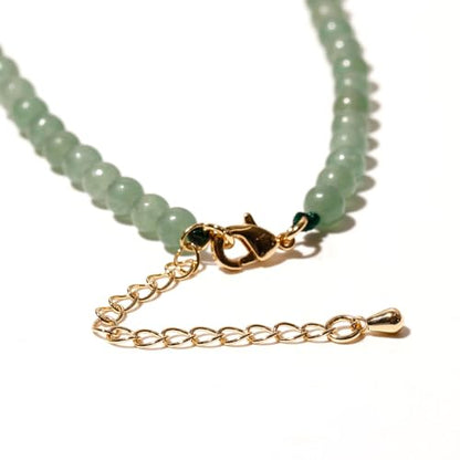 Simple Choker Necklace for Women Real Stone and Crystals Necklaces 4mm Beaded Choker Jewelry Meditation Gift for Women (16"+2") - style: Aventurine