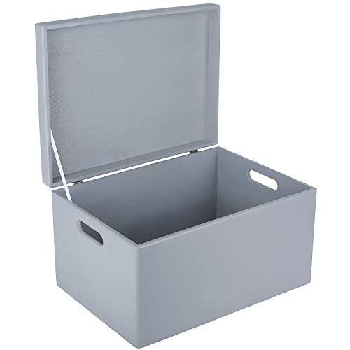 Creative Deco Large Gray Wooden Box Storage with Hinged Lid | 15.8x11.8x9.44in (+-0.5) | Keepsake Gift Box Storage Document | Wood Chest Trunk PRODUCT NOT INTENDED FOR 15 YEARS OR BELOW - color: Gray, size: XXL | Handles
