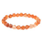 Justinstones 8mm Natural Gemstone Round Beads Triangle Faceted Charm Stretch Bracelet 6.5" - color: Red Orange Agate