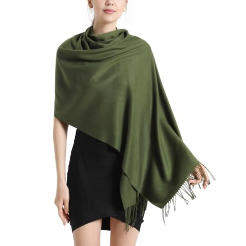 Pashmina Scarf and Shawl - Soft Women Pashminas Wrap for Wedding Evening Party dresses - color: J#. Dark Green