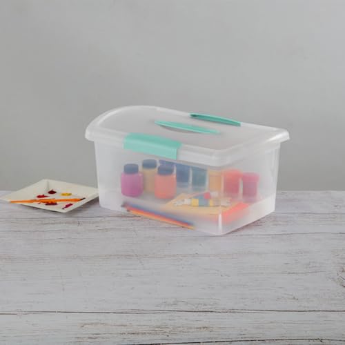 Sterilite Medium Nesting ShowOffs, Stackable Small Storage Bin with Latching Lid and Handle, Plastic Container to Organize Home, Clear, 12-Pack - size: Medium, style: 12-Pack