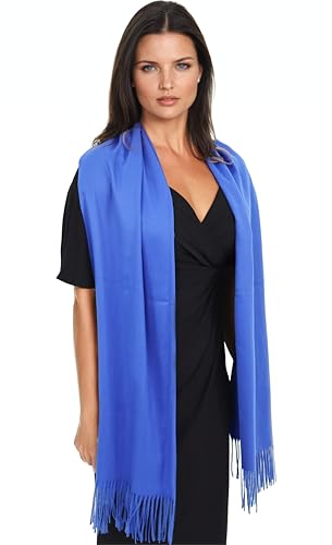 Ocomfly 100% Pashmina Scarf for Women - Premium Womens Scarves - Gift Boxed - Shawls or Wraps - Ultra Soft and Warm - color: Cobalt Blue