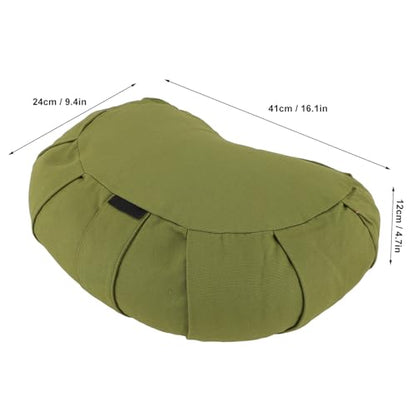 Meditation Cushion, Meniscus Shaped Floor Pillow with Buckwheat Hulls for Yoga and Meditation, Cotton Cloth Zafu Cushion 41x24x12cm