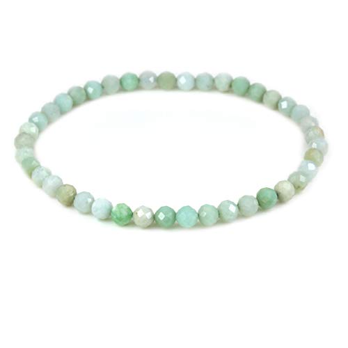 Keleny Gem Semi Precious Gemstones 4mm Round Beads Crystal Stretch Bracelet 7 Inch Unisex - color: Australian Jade