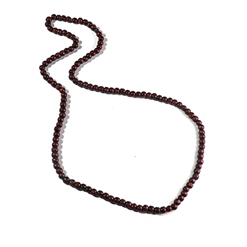 COLORFUL BLING Ethnic Natural Wood Beads Necklace for Men Women Africa Wooden Chain Chunky Strand Necklace Statement Hip Hop Jewelry - color: dark brown
