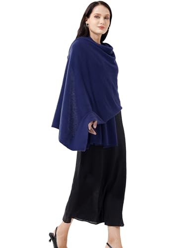 Soft Cashmere Blend Wrap Chic Scarf Stole for Women Wayfarer Travel Extra Large 87"x28" - color: Navy Blue