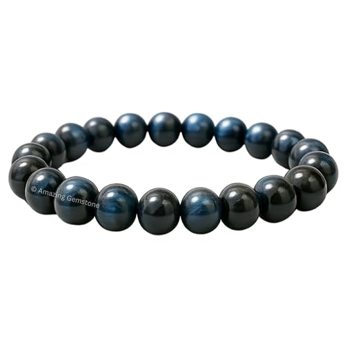 Amazing Gemstone Crystal Bracelet for Women Men's Gifts - Protection Healing Crystal Bracelet - 8mm Gemstone Beaded Stretchable Bracelet Pulseras Para Hombres Mujer Stocking Stuffers Mothers Day Gift (Blue Tiger Eye) - color: Blue Tiger Eye