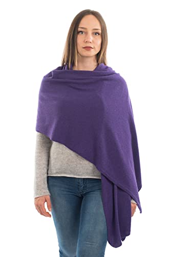 Dalle Piane Cashmere Womens Wool Cashmere Blend Stole Soft Italian Shawl Wrap for Wedding Evening Gift Made in Italy - color: Purple