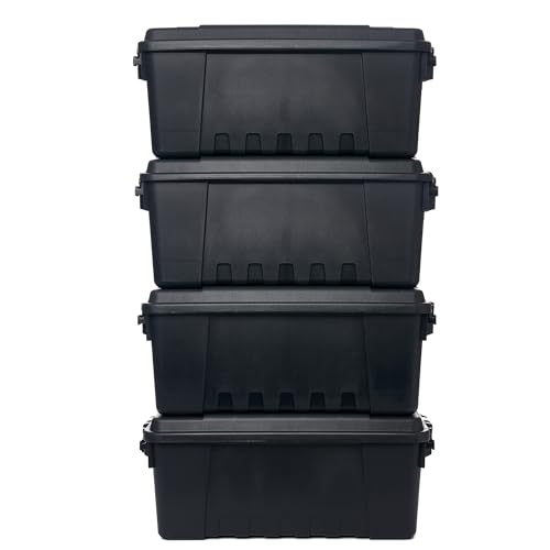 Plano 4 Pack Medium Sportsman's Trunk for Outdoor or Indoor Gear and Tools for Hunting, Camping and Fishing Equipment, Rugged Organization, Black - color: Black, style: Medium - 4 Pack