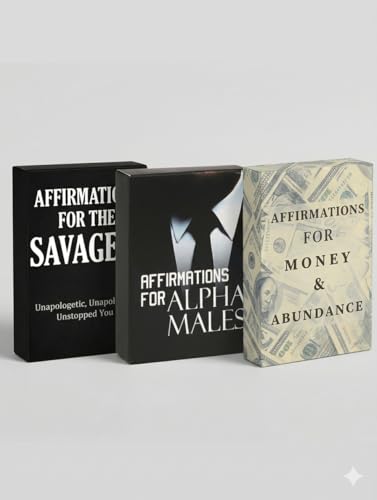 Isaac Liev 150 Positive Daily Affirmation Cards For Men & Teens, Motivational card, Inspirational, Mindest Gifts for Success - 3Pack bundle - style: 3-PACK DEAL - Alpha Affirmations , Money Affirmations & Savage Affirmations