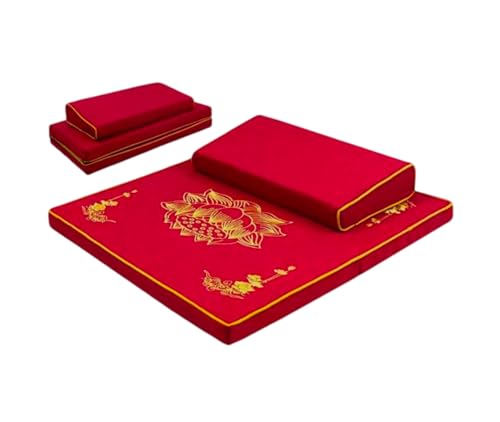Meditation Mats,Futons, Household Folding, Thickened Fabrics, Coconut Palm, Kneeling Mats(Size:60x60cm(24x24inch),Color:Red) - color: Red, size: 60x60cm(24x24inch)
