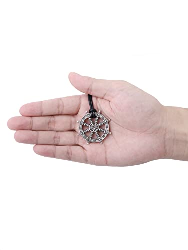 HAQUIL Buddhist Dharma Wheel of Life Dharmachakra Necklace, Buddhist Jewelry Gift for Men and Women